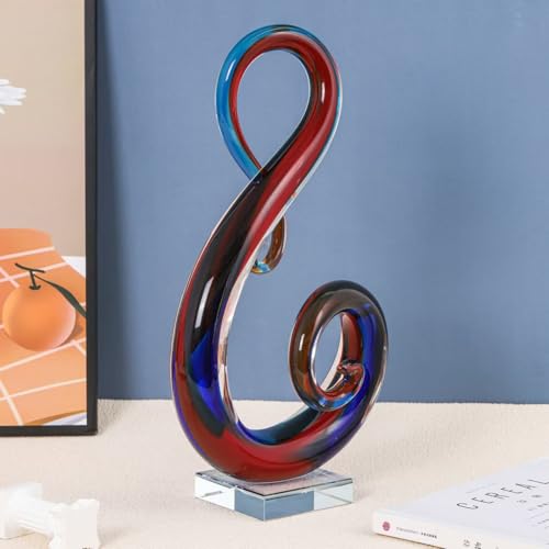 Handmade Glass Sculpture, Luxury Home Decor Art Object, Unique Decorative Tabletop Figurine for Living Room, Coffee Table, Mantel, Showroom – Modern Artistic Centerpiece (Colorful Clouds) - color: Colorful Clouds