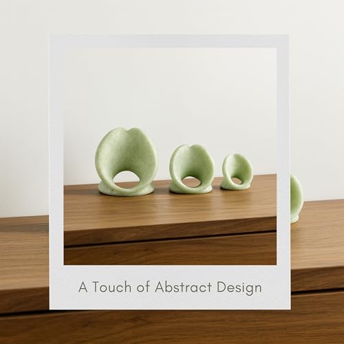 Set of 3 Resin Spheres Abstract Geometric Design – Polyresin Sculptures for Home Decor – Glam Bookshelf Decor for Outdoor & Indoor, Coffee Table Decorations for Living Room – 5", Green