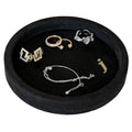 COLLECTIVE HOME - Velvet Jewelry Tray, 6" Monogrammed Jewelry Dish, Smooth Velour Display Dish for Rings, Earrings, Necklaces, Makeup, Personalized Gifts for Women (Black-j) - color: Black-j