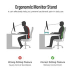 loukin Monitor Stand Riser for Desk, 22.4" x 8.3" Larger Computer Stand for Laptop, PC, Printer, Sturdy Desktop Computer Shelf with Non-Skid Rubber, Home Office (Black)