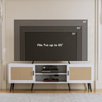 TV Stand for TVs up to 65 Inch, Modern Entertainment Center with Storage, Media Console Table with 2 Cabinets & Shelves, Wooden TV Stand for Living Room Bedroom, White - color: White