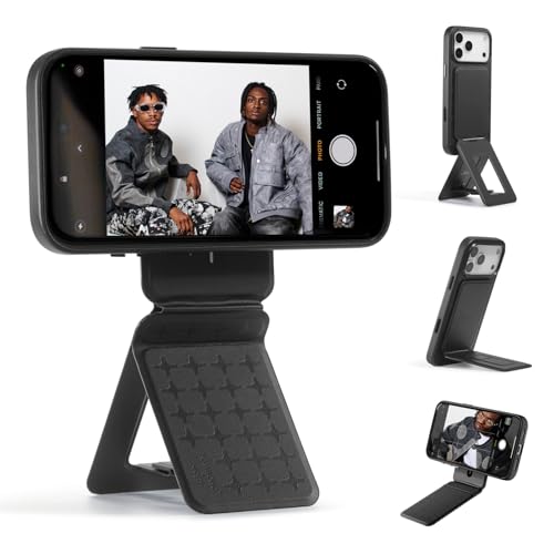 MOFT Phone Tripod Stand Selfie Stick x Tombogo for iPhone, Multi-Angles iPhone Stand, Lightweight & Portable Phone Holder, Strong Magnets, MOVAS Vegan Leather, Jet Black (Without Card Slot) - color: Tombogo x Jet Black x Without Card Slot, size: Wthout Ca