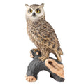 Owl Garden Statue - Perching Forest Owl on Stump Resin Figurine for Home Indoor Outdoor Garden Patio Yard Decor