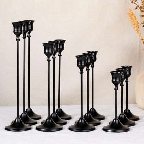 Candlestick Holders, 12PCS Taper Candle Holder for Candlesticks, Black Candle Holders for Table Centerpiece, Wedding, Party - color: Black, size: 12pcs