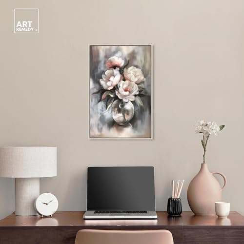 Art Remedy Glass Vase Flowers Canvas Luxury Floral Art, Silver Frame, 16" x 24" - color: Silver Frame, size: 25"L x 17"W