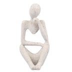 Abstract Thinker Statue | Synthetic Home Accent for Living Room/Office Desk/Bookshelf | Hollow Design Art Sculpture Collectible Present (Sandstone Left) - style: Sandstone Left