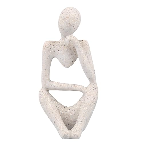 Abstract Thinker Statue | Synthetic Home Accent for Living Room/Office Desk/Bookshelf | Hollow Design Art Sculpture Collectible Present (Sandstone Left) - style: Sandstone Left