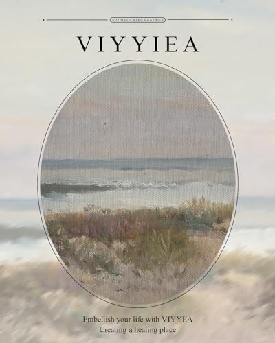 VIYYIEA Gold Framed Wall Art Canvas Print Home Decor Classical Coastal Scenery Bathroom Pictures Wall Decorations Farmhouse Wall art Room Decor Kitchen Office Bathroom Art Prints Wall Decor 13x16in - color: Beach Grass and Surf, size: 16"L x 13"W