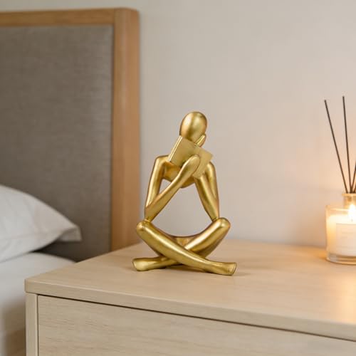 Bookshelf Decor, Coffee Table Decor, Library Decor Sculptures - Abstract Thinker Statue, Resin Modern Art Sculptures for Living Room, Office Desk, Home Decor (Gold(B)) - color: Gold(b)