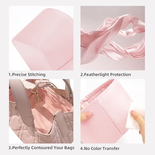 DGAZ Silk Purse Organizer Insert Fits Dior Toujours Vertical Tote Bags，Silky Smooth Bag Organizer，Luxury Handbag & Tote Shaper(Pink,Medium) - color: Pink, size: Medium