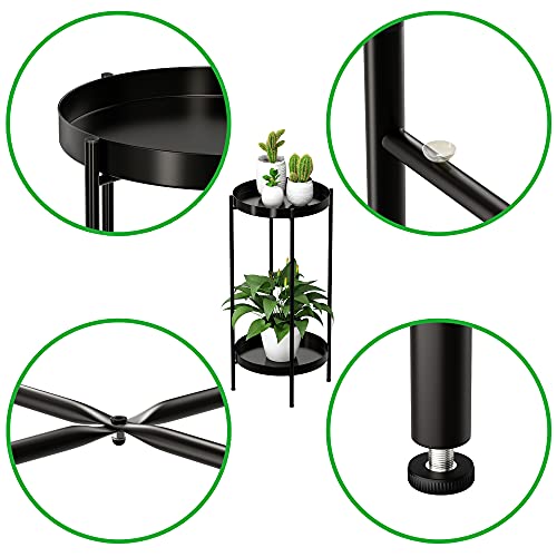 OVICAR Plant Stand Indoor Outdoor - Flower Pot Holder Metal Plant Rack Organizer , 2 Tiers Tall Planter Display Storage Shelf For Home Garden Patio Bathroom Office Living Room Balcony Corner(Black) - color: Black