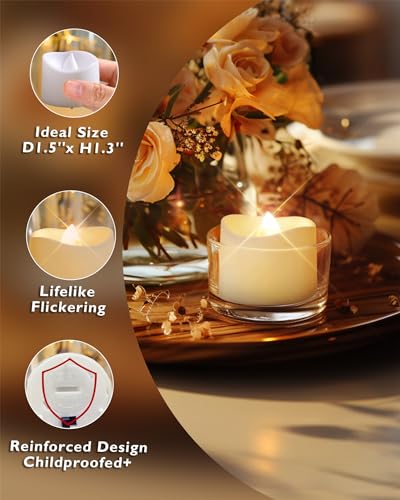 Homemory 72-Pack Novelty Flickering Flameless Tea Lights, 200+Hours Battery Operated, Fake Electric LED Votive Candles for Small Wedding Table Centerpieces, Proposals, Anniversaries - color: Warm White Glow, White Base, size: Pack of 72