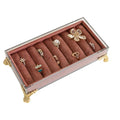 GemeShou velvet slots Ring holder for jewelry organizer, Earring ring display stand for selling, felt ring jewelry holder tray showcase【Velvet slots Ring Holder-Dark red】 - color: Dark red