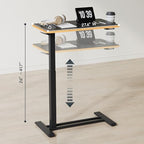 FLEXISPOT H7 Adjustable Overbed Bedside Table with Wheels Pneumatic Mobile Standing Desk Laptop Desk Rolling Computer Cart Movable Overbed Tables Hospital Home Use(27.6" W x 15.7" D, Black Maple) - color: Black Maple, size: Small