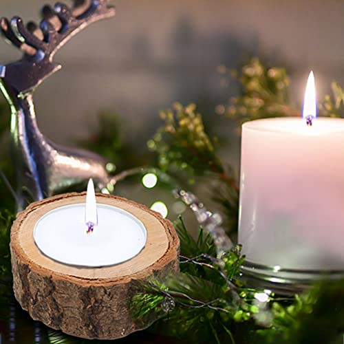 12 PCS Wooden Tea Light Candle Holders, Rustic Wood Votive Tealight Holder, Personalized Vintage Tealight Holder Decoration for Wedding Centerpieces for Table, Party, Birthday, Holiday