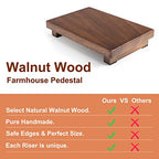 Walnut Wood Pedestal Stand, Wooden Soap Tray Farmhouse Decor Wood Riser Display for Bottle Plant Makeup Tissues Candles Towels Jewelry (Medium, 9 x 5.9 x1.57Inch) - size: Medium & 9*5.9*1.57‘’