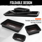 HORUSDY 3-Piece Magnetic Parts Tray Set, Tool Trays for Storage Organizer Screw, Bolts, Washers, Nuts and Small Tools. Tool Gifts for Men, Black - style: 3-Piece Magnetic Tray - Collapsible Black