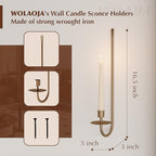 Metal Wall Candle Sconce Holder Set of 2 Wall Mount Candle Holder Pillar Holder Brass Modern Wall Candle Sconces Hanging for Living Room Farmhouse Fireplace Wedding - color: Brass, size: 2PC