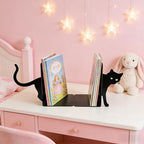 Cute Cat Book Ends Cat Bookends for Shelves, Home Office Desk Gift for Cat Lovers and Reading Enthusiasts - color: Black