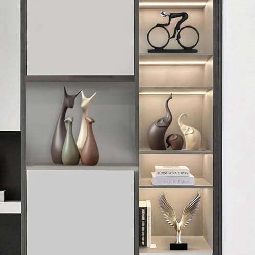 Ceramic Statue,Deer Family Figurines Porcelain(Set of 4),Creative Ceramic Decorative,Crafts Ornaments Home Decor,Memorial Gift for Parents, Suitable for Shelf, Bookself, TV Stand Decor. - color: Nordic Deer Family