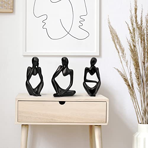 INNOLITES Resin Statue Thinker Style Decoration Abstract Sculptures Collectible Figurines for Home Decor Modern Office Shelf Desktop (Black-Focus) - color: Black-focus