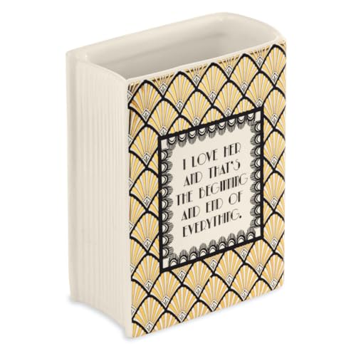 Steel Mill & Co Original Book-Shaped Decorative Vase, Ceramic Vases for Home Decor, Cute Bookshelf Decor, Unique Vase for Book Lovers (Small - Great Gatsby) - color: Great Gatsby