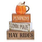 Lineshading 4 Pcs Thanksgiving Decorations for Home Thanksgiving Tiered Tray Decor Fall Cream Cups Table Decor Fall Centerpiece Rustic Cream Cups Block Sign Autumn Decorations for Home Kitchen Shelf - style: Cup