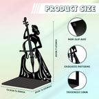 Peacoblue Metal Bookends for Shelves, Modern Decorative Heavy Duty Study Book Ends Stoppers for Office, Desk, Shelf, Room 5.3"x4.3"x7.9" Cast Iron Simple Tall Bookends 1 Pair (Cellist Playing Cello) - style: Cellist Playing Cello