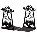 Peacoblue Metal Bookends for Shelves, Modern Decorative Heavy Duty Study Book Support Stoppers for Office, Desk, Shelf, Room 5.3"x4.3"x7.9" Cast Iron Simple Tall Bookends, 1 Pair (UFO) - style: UFO