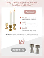 NUPTIO Candle Stick Candle Holder: Set of 4 Gold Aluminium Candlestick Holders - Brass Taper Candleholder for Fall Thanksgiving Christmas Table Fireplace Decoration - size: Style 1
