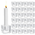 18 PCS Square Glass Taper Candle Holder for Candlesticks Holders Glass Candle Holder for Table Centerpiece Crystal Candle Holders Clear Candlestick Holder for Wedding Party