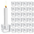 18 PCS Square Glass Taper Candle Holder for Candlesticks Holders Glass Candle Holder for Table Centerpiece Crystal Candle Holders Clear Candlestick Holder for Wedding Party