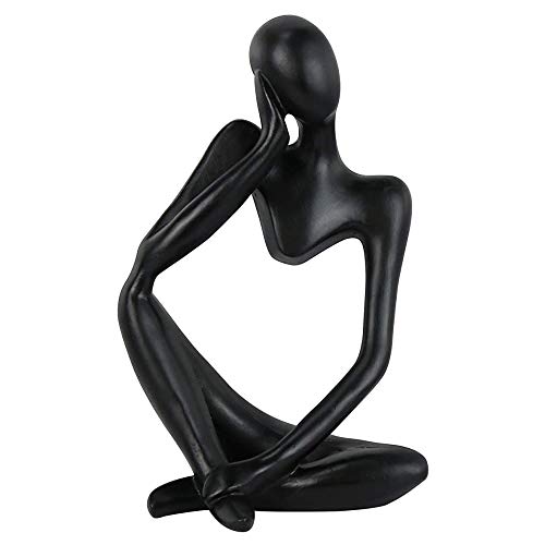 Asng Resin Thinker Style Abstract Sculpture Statue Collectible Figurines Home Office Bookshelf Desktop Decor (Black,Left, Small) - color: Black,left, size: Small