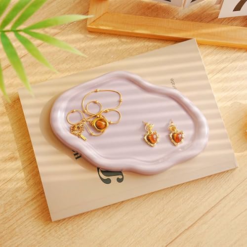 Gifts For Women Small Cloud Ceramic Jewelry Dish Tray, Vanity Ring Dish Ceramic Trinket Ring Holder, Room Decor Aesthetic,Decorative Cloud Vanity Key Tray Present for Wife Mom Daughter (Cloud-Purple) - style: Cloud-Purple