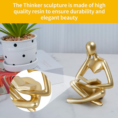 Abstract Thinker Bookend, Creative Abstract Thinker Statue, Elegant Abstract Thinker Bookshelf Decor, Resin Abstract Thinker Figurine Ornament for Living Room, Bar, or Coffee Shop (02)
