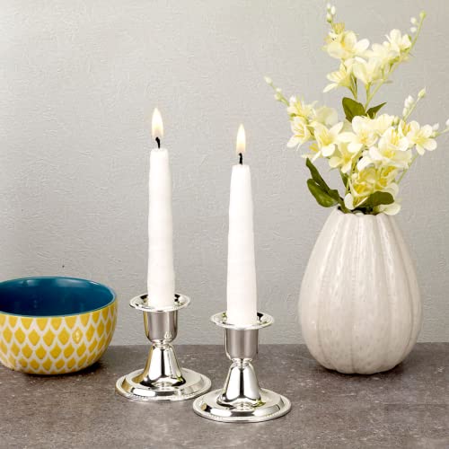 Rite Lite Silver Luxury Candlestick Holder Set Beautiful Candle Holders 2.5" - for a Modern Centerpiece, Shabbat Gifts, Shabbat Candle Holders - size: 2.5"