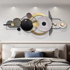 ERMOFAV Wall Decor,Modern Creative Metal Geometric Circular Decor Wall Art, 59x24 In Large 3D Textured Metal Wall Sculptures, Living Room Bedroom Den Aesthetic Wall Art Decor - style: wall sculpture 1