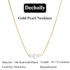 Mothers Day Gifts - 14K Gold Plated Pearl Necklaces for Women Trendy Dainty Necklace Simple Layered Gold Pearl Necklace for Women Mothers Day Wedding Birthday Gifts - color: 1-Three Pearl