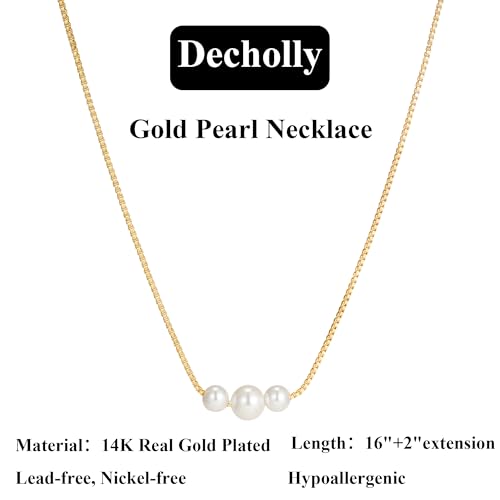 Mothers Day Gifts - 14K Gold Plated Pearl Necklaces for Women Trendy Dainty Necklace Simple Layered Gold Pearl Necklace for Women Mothers Day Wedding Birthday Gifts - color: 1-Three Pearl