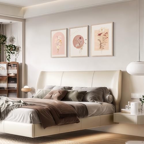 MochaMilly 3Pcs Framed Watercolor Flower Wall Art Wildflower Floral Wall Decor Pictures Botanical Canvas Wall Art Vintage Prints Boho Flower Painting Minimalist Floral Poster for Room Bedroom 12”x16” - color: Botanical Prints, size: 12"x16"