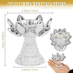 1 PC Silver Crystal Flower Tea Light Holder, Glass Lotus Tealight Candlestick, Votive Candle for Table Centerpiece, Wedding Party Decor, Nice Gift