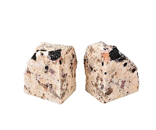 AMOYSTONE Heavy Duty Black Tourmaline Bookends for Bookshelves, Decorative Rock Holder 3-4 LBS (1 Pair) - color: Gray, size: 3-4 Pounds