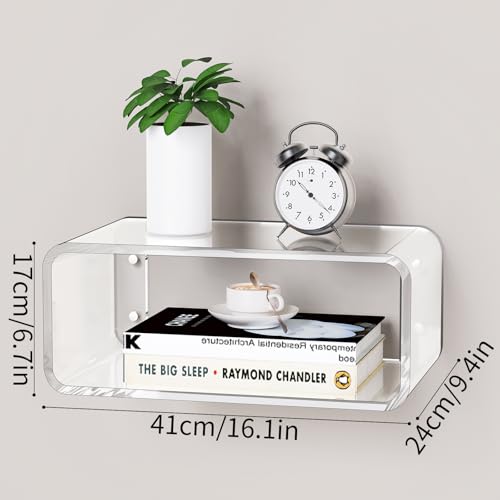 Acrylic Floating Nightstand, Bedside Table, Nightstand Shelf Wall Mounted Bedside Shelf (Clear, Small) - color: Clear