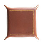USA Handmade Premium Leather Valet Tray, Folds Flat! Dice Rolling Basket and Organizer with Brass Snaps (Chestnut Gold, Medium) - color: Chestnut Gold, size: 5" x 5" x 2"