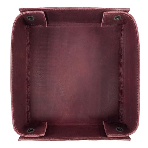 Hide & Drink, Leather Catchall Change Keys Coins Jewels Box Tray Big Storage, Handmade Includes 101 Year Warranty :: Sangria - color: Sangria