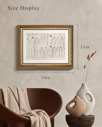 VIYYIEA Gold Framed Wall Art Canvas Print Home Decor Abstract Wall Art Room Decor Minimalist Portrait Artwork Shelf Decorations Vintage Bathroom Prints Line-Drawn Pictures Farmhouse Office 11x14in - color: Crowds, size: 14"L x 11"W