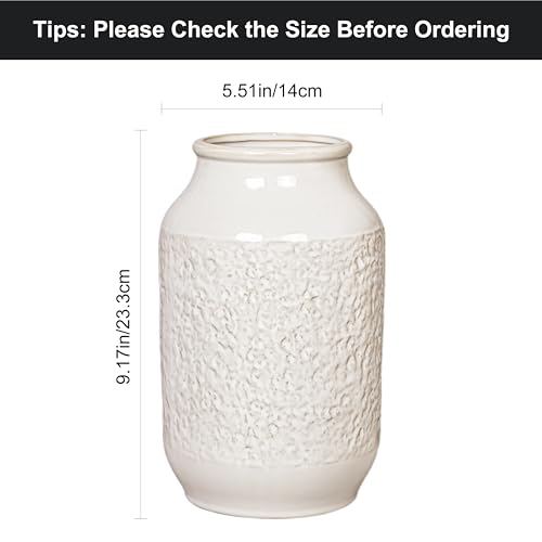 White Ceramic Vase, Minimalist White Vases for Flowers, Modern Decorative Vase for Home Decor, Centerpiece Wedding Dining Living Room Kitchen Decor 9 inch - color: Modern White