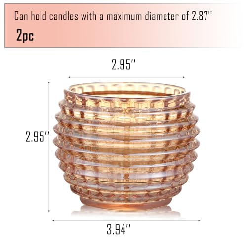 2 Pack Amber Glass Votive Candle Holders for Home Decor Round Bubble Tea Light Holder for Valentine’s Day Table Centerpiece Wedding - color: Yellow
