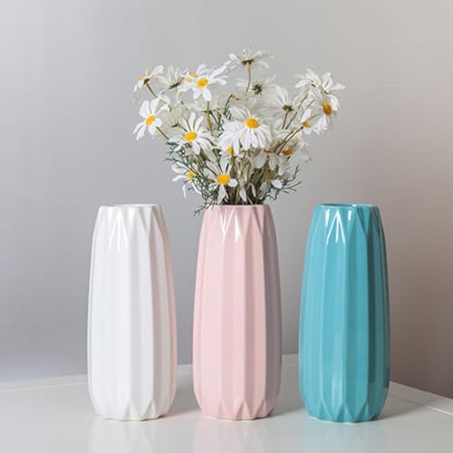 Pink Ceramic Vase 7.3 Inch - Glossy Minimalist Nordic Flower Vase for Home Decor, Perfect for Dried/Fresh Flowers, Wedding Centerpiece, Housewarming Gift for Christmas, Mother’s Day, Valentine’s Day - color: Pink
