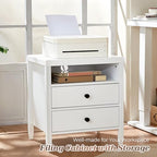 Huuger White Nightstand Set of 2, Night Stand with Charger Station, Bedside Table with 2 Drawers, Bed Side Tables for Bedroom, Modern Nightstands, Metal Knobs, Painted Surface - color: White